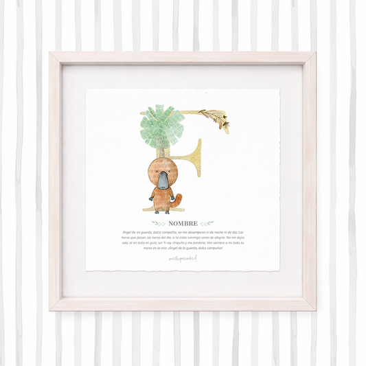 Cuadro con inicial de nombre: Ilustración de animalitos