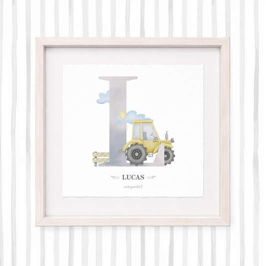 Cuadro con inicial de nombre: Ilustración de construcción