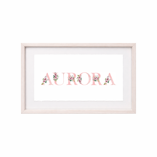 Cuadro con nombres decorados con motivos de flores
