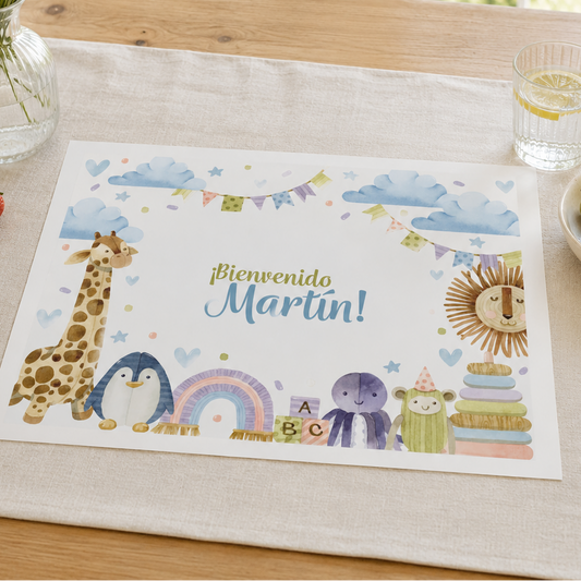 Individuales personalizado para mesa con animalitos bebés (12u)