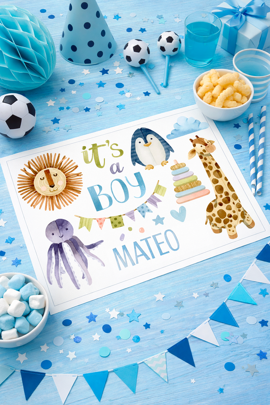 Individuales personalizado para mesa de bebé (niño) (12u)