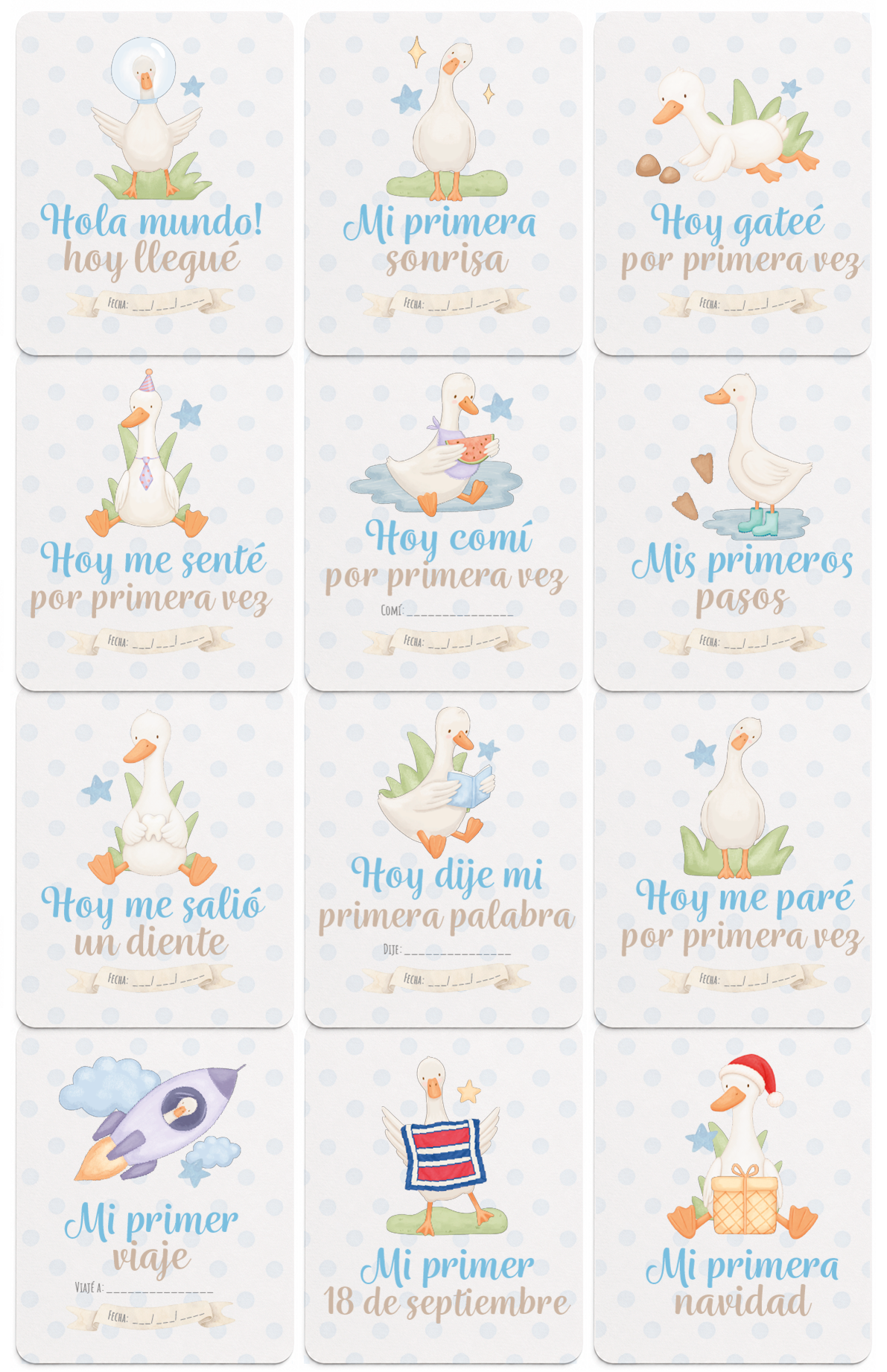 Tarjetas de hitos de desarrollo para niño