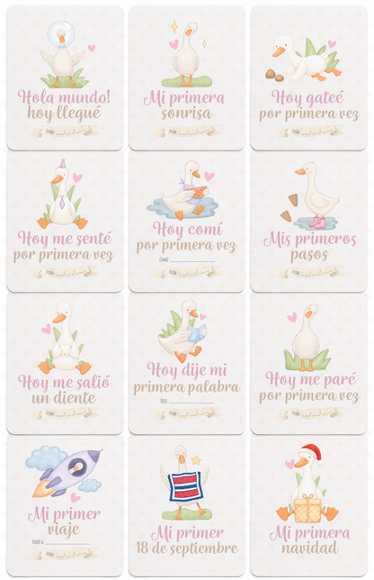 Tarjetas de hitos de desarrollo para niña