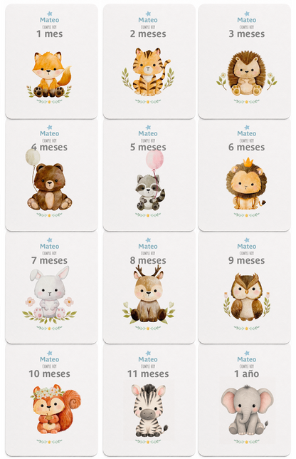 Tarjetas para Fotos Cumple Mes de Bebé: Animalitos Bebé