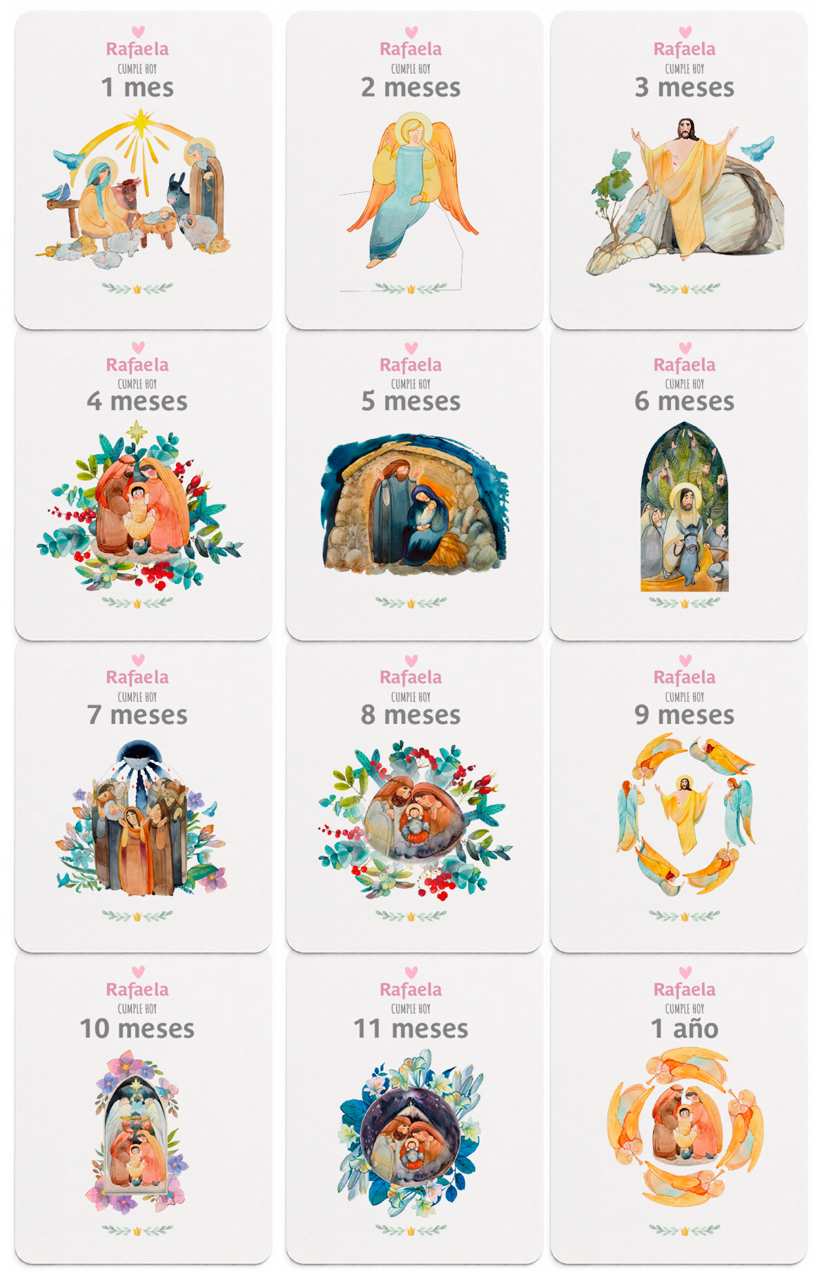Tarjetas para Fotos Cumple Mes de Bebé: Religiosos