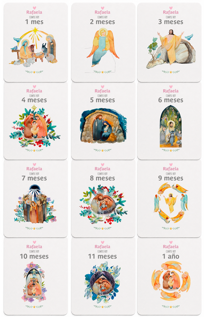 Tarjetas para Fotos Cumple Mes de Bebé: Religiosos