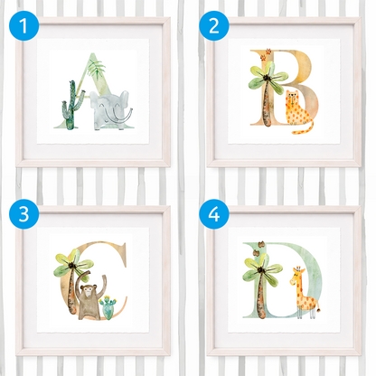 Cuadro con inicial de nombre: Ilustración de safari