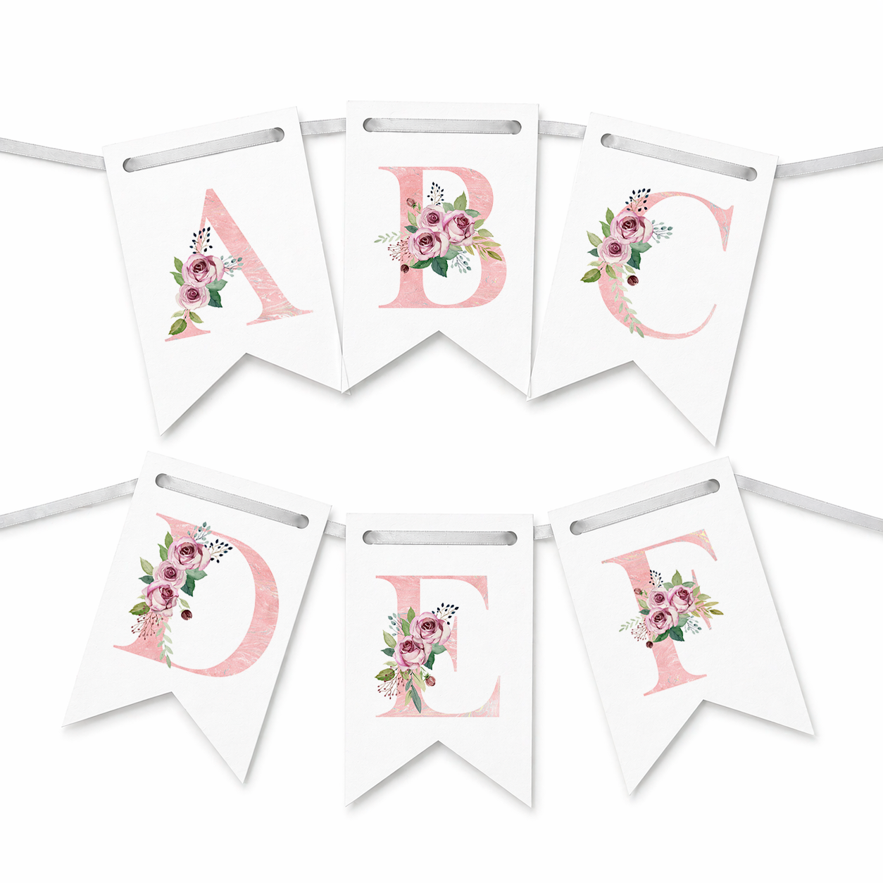 Banderines de Flores Rosadas