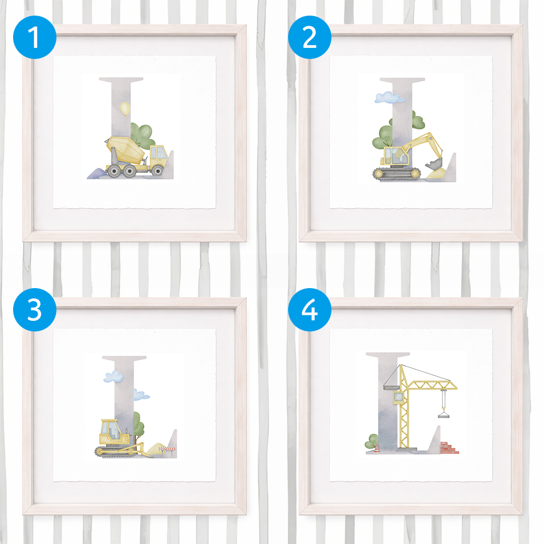 Cuadro con inicial de nombre: Ilustración de construcción