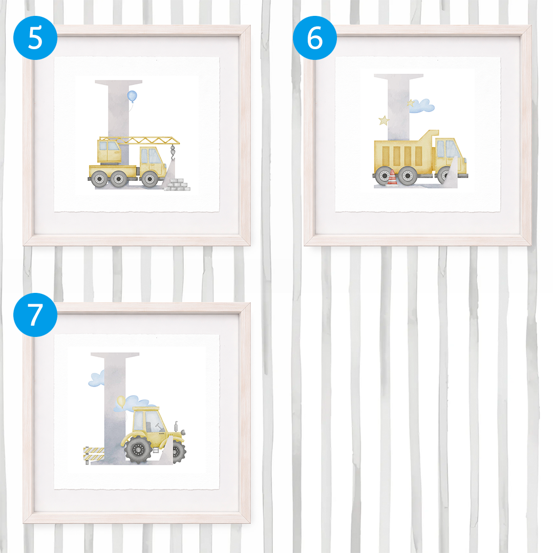 Cuadro con inicial de nombre: Ilustración de construcción