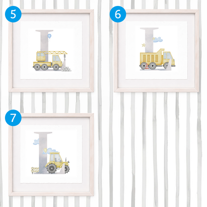 Cuadro con inicial de nombre: Ilustración de construcción