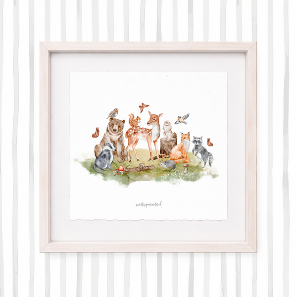 Cuadro con ilustraciones de woodlands (animales del bosque)