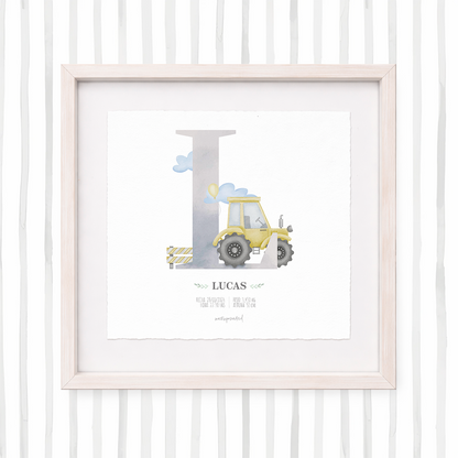 Cuadro con inicial de nombre: Ilustración de construcción