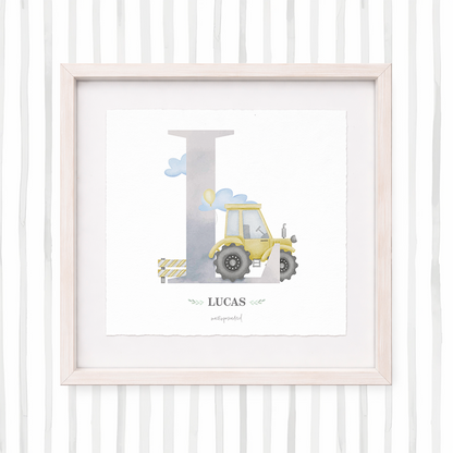 Cuadro con inicial de nombre: Ilustración de construcción