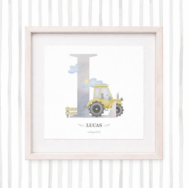 Cuadro con inicial de nombre: Ilustración de construcción