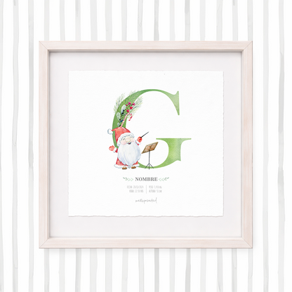 Cuadro con inicial de nombre: Ilustración de navidad