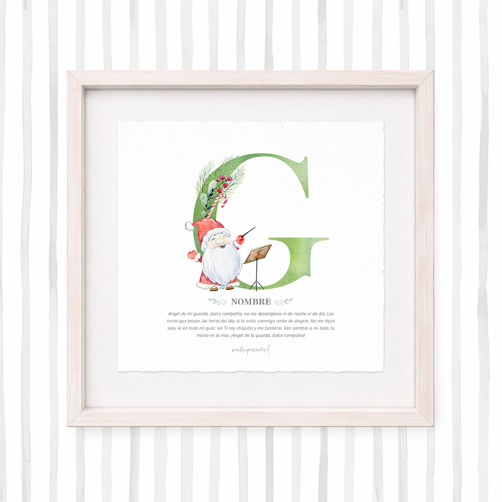 Cuadro con inicial de nombre: Ilustración de navidad