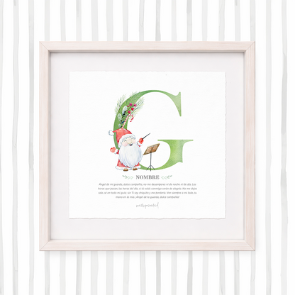 Cuadro con inicial de nombre: Ilustración de navidad