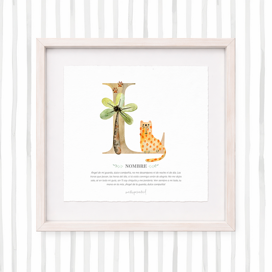 Cuadro con inicial de nombre: Ilustración de safari