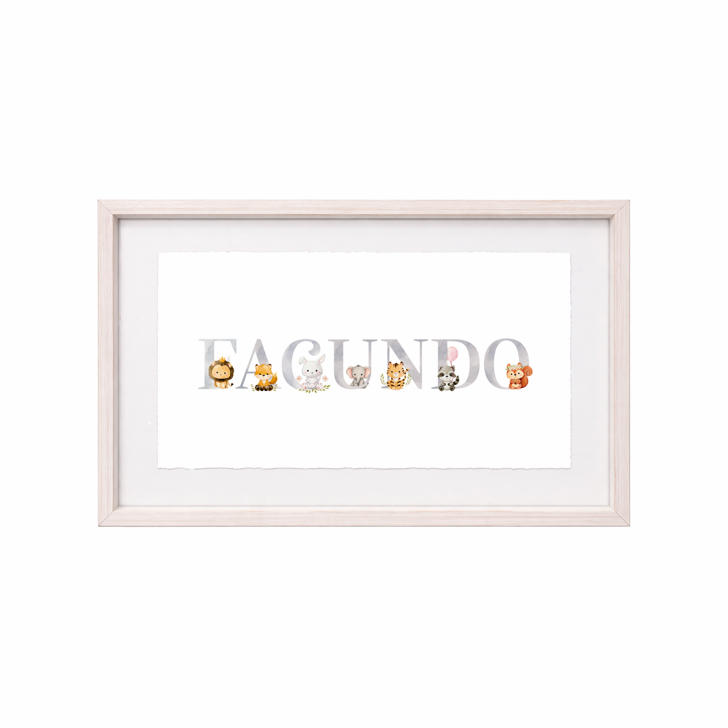 Cuadro con nombres decorados con motivos de animalitos bebés