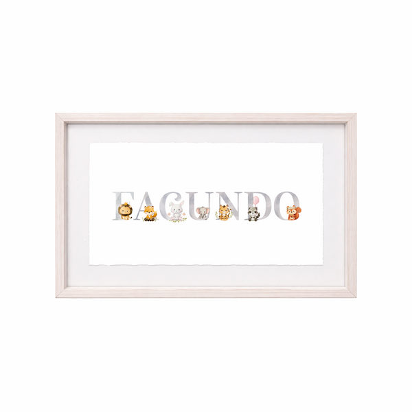Cuadro con nombres decorados con motivos de animalitos bebés