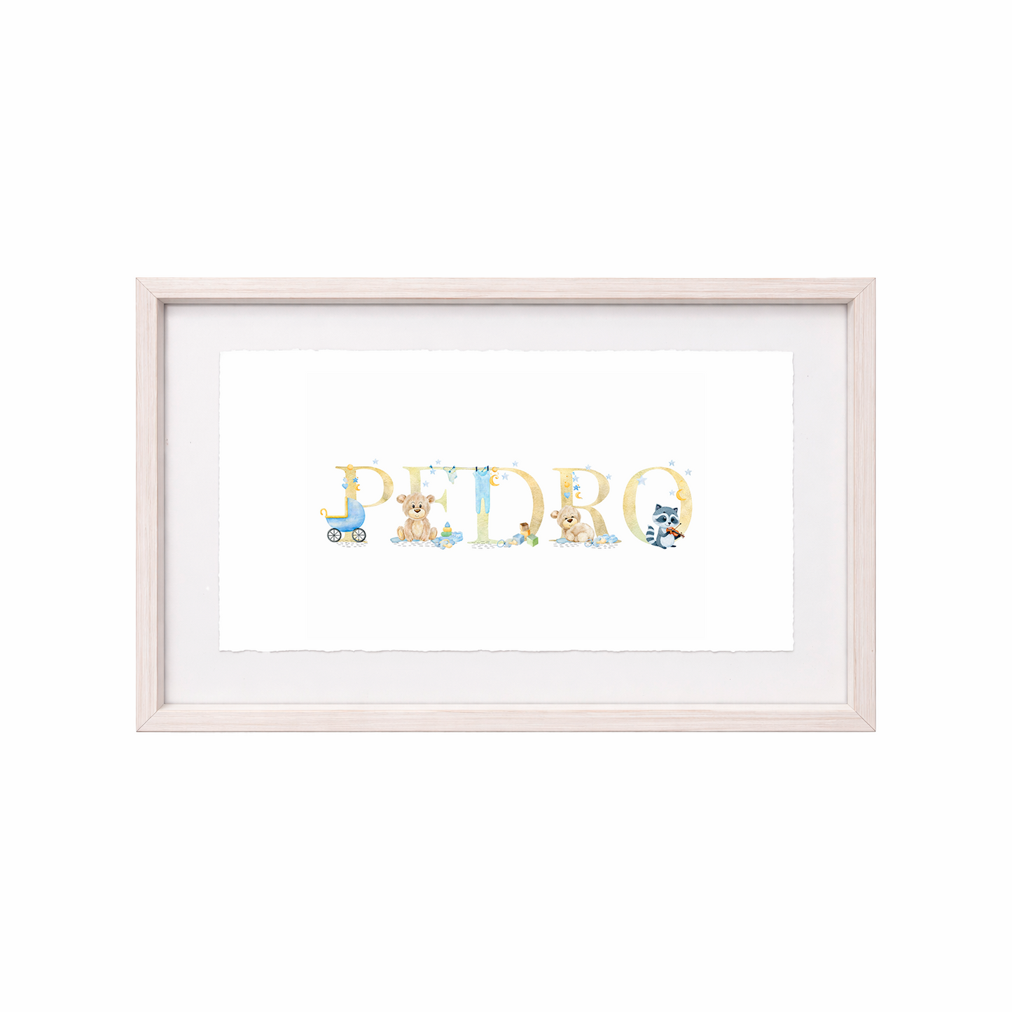 Cuadro con nombres decorados con motivos de bebé (niño)