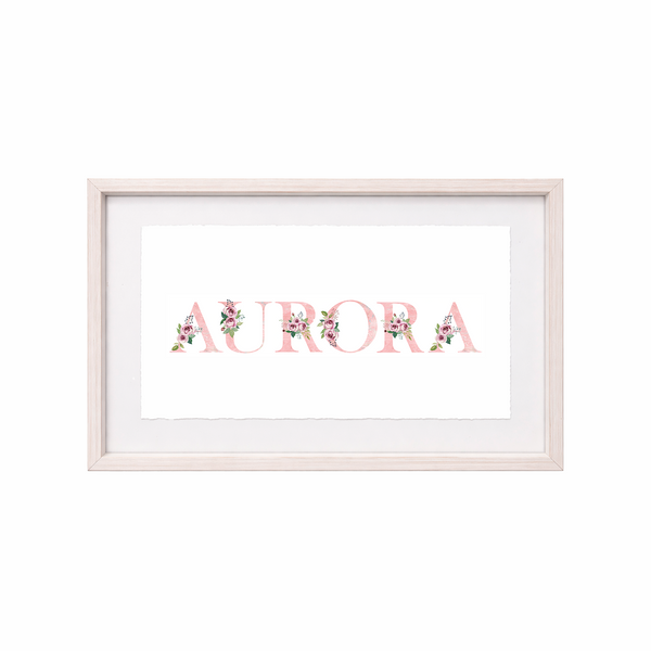 Cuadro con nombres decorados con motivos de flores
