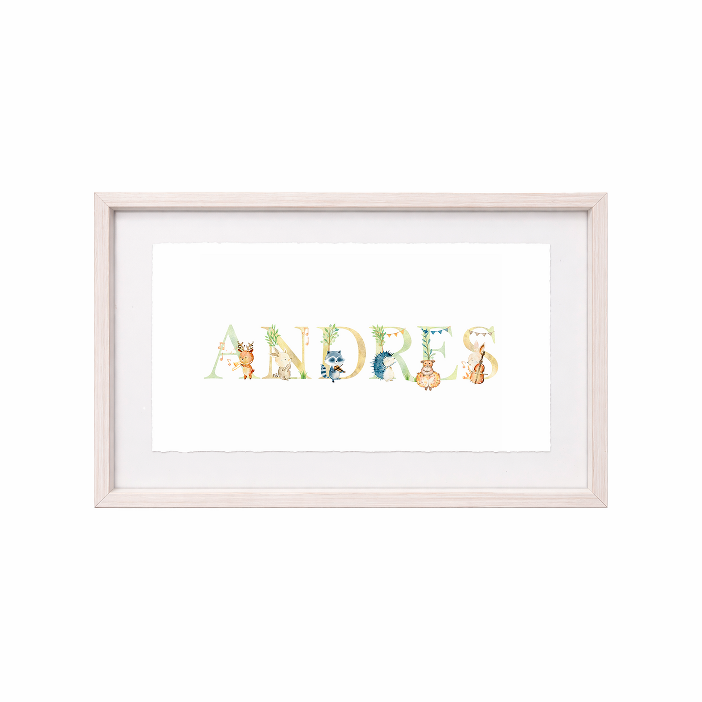 Cuadro con nombres decorados con motivos musicales