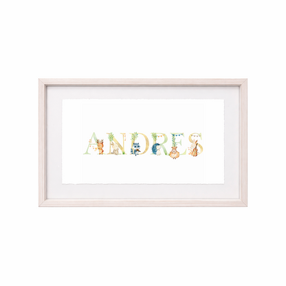 Cuadro con nombres decorados con motivos musicales