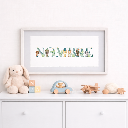 Cuadro con nombres decorados con motivos de perros