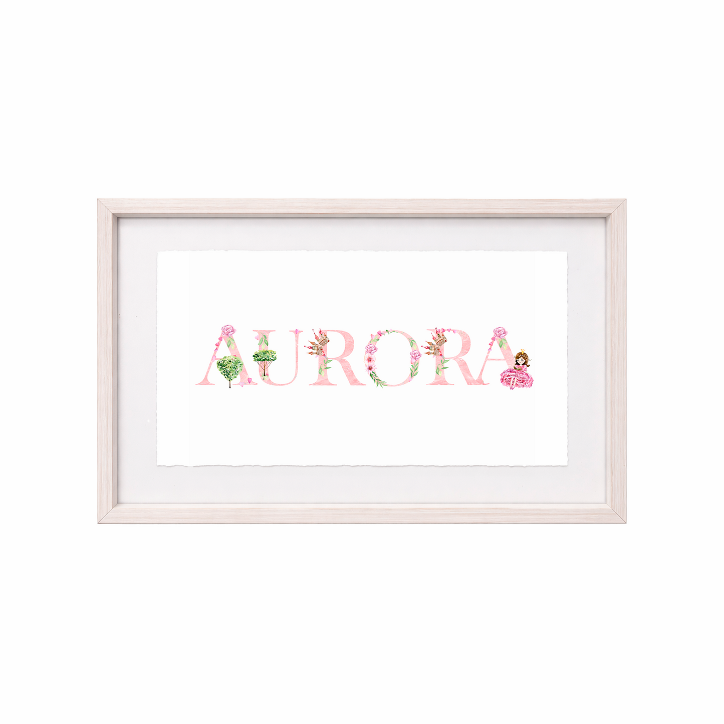 Cuadro con nombres decorados con motivos de princesas