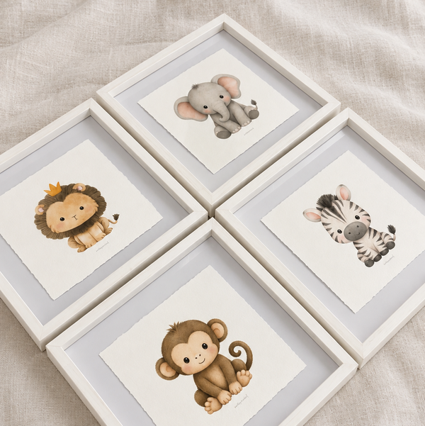 Cuadro con ilustraciones animalitos bebés
