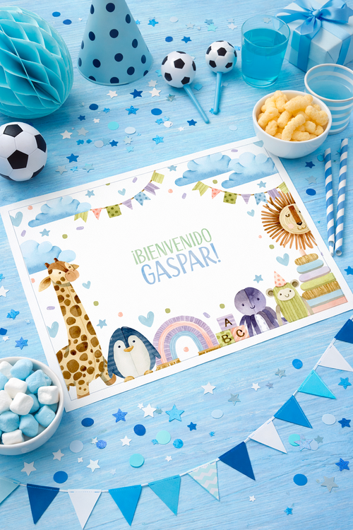 Individuales personalizado para mesa con animalitos bebés (12u)
