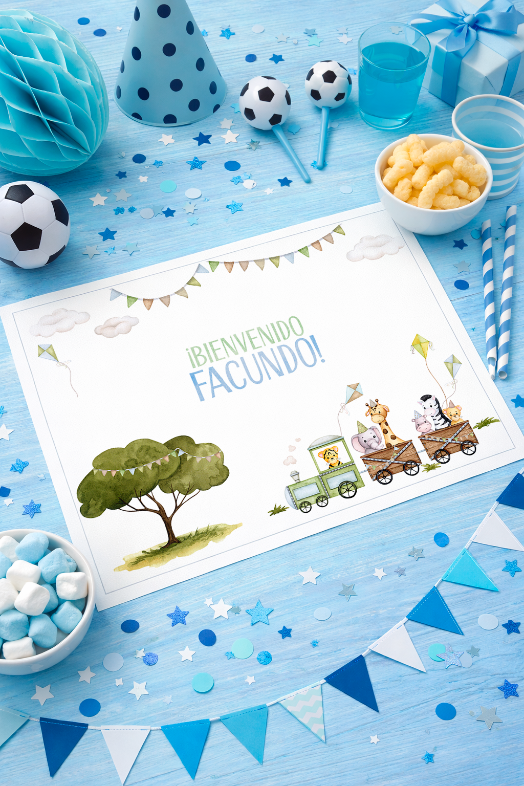 Individuales personalizado con trenes (12u)