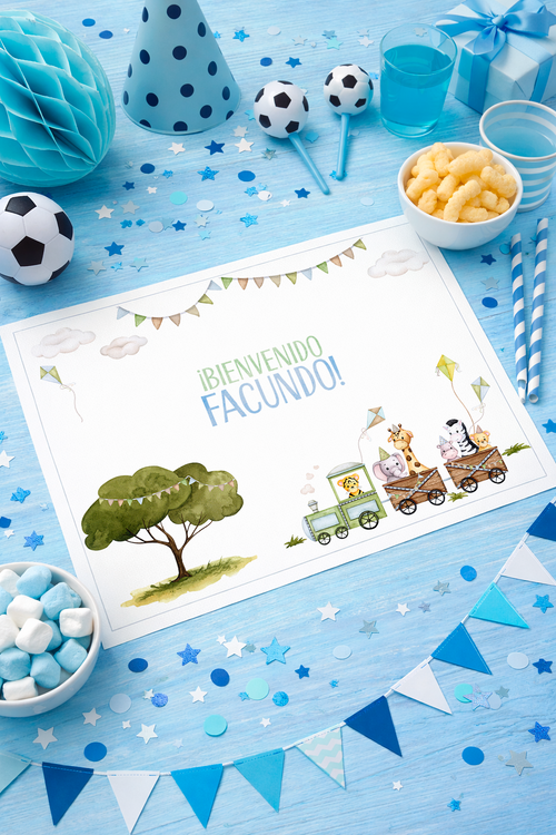 Individuales personalizado con trenes (12u)
