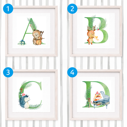 Cuadro con inicial de nombre: Ilustración de navidad
