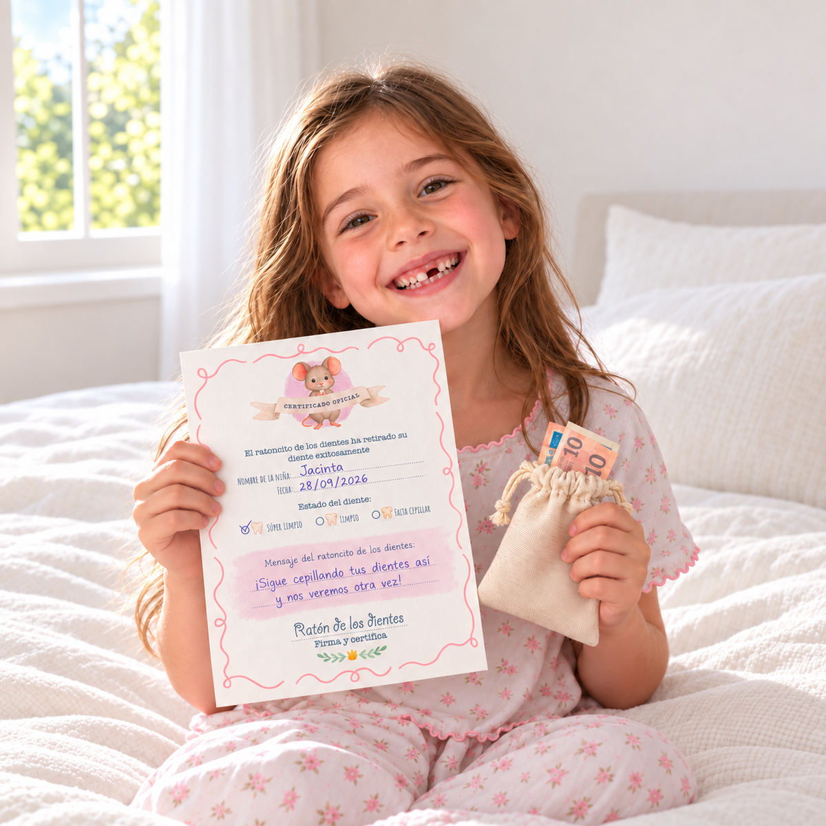 Kit de certificado del ratón de los dientes para niña