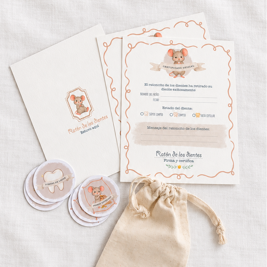 Kit de certificado del ratón de los dientes para niño