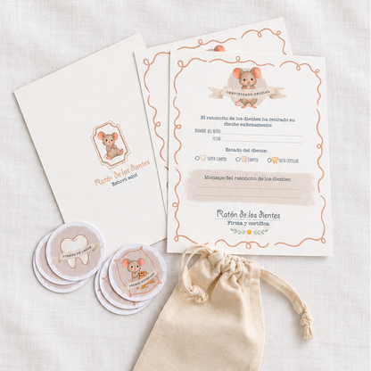 Kit de certificado del ratón de los dientes para niño