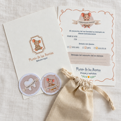 Kit de certificado del ratón de los dientes para niño
