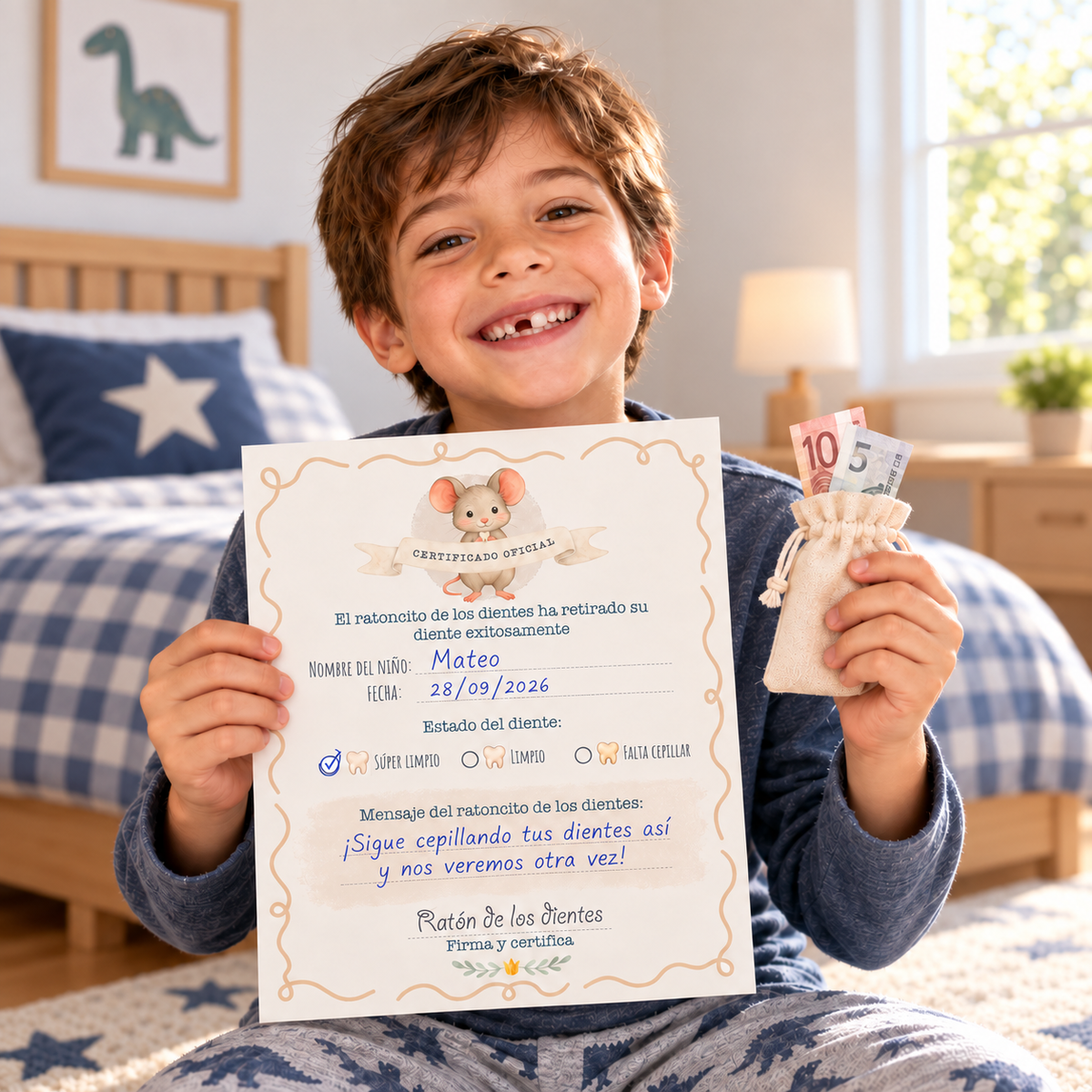 Kit de certificado del ratón de los dientes para niño