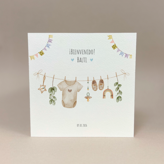 Tarjeta de felicitaciones: Ropa de bebé