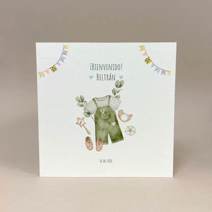 Tarjeta de felicitaciones: Ropa de niño