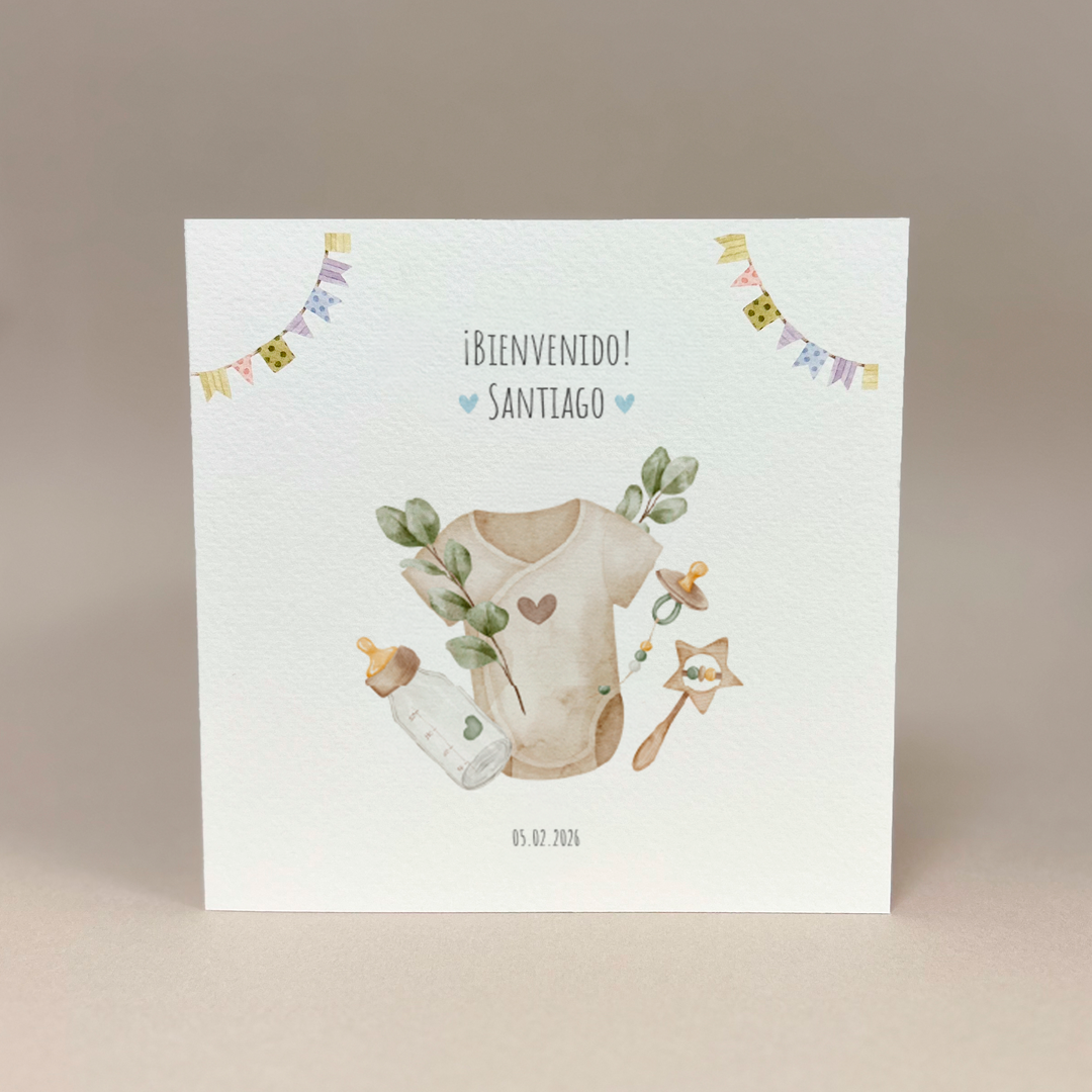 Tarjeta de felicitaciones: Ropita de bebé