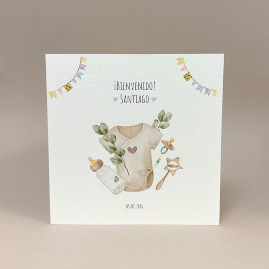 Tarjeta de felicitaciones: Ropita de bebé