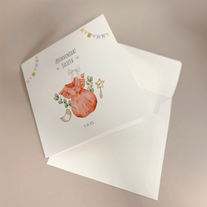 Tarjeta de felicitaciones: Ropa niñita