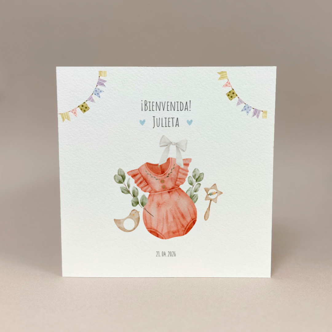 Tarjeta de felicitaciones: Ropa niñita
