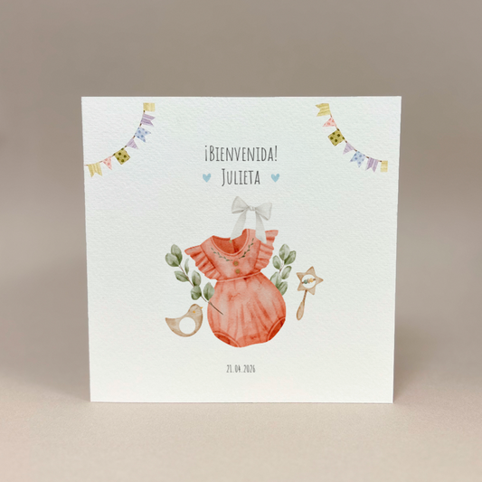 Tarjeta de felicitaciones: Ropa niñita