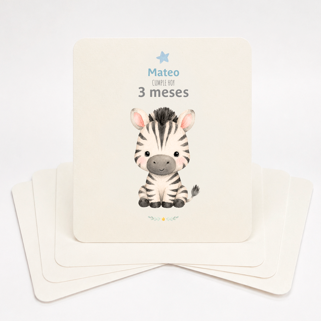 Tarjetas para Fotos Cumple Mes de Bebé: Animalitos Bebé