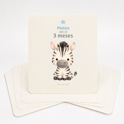 Tarjetas para Fotos Cumple Mes de Bebé: Animalitos Bebé